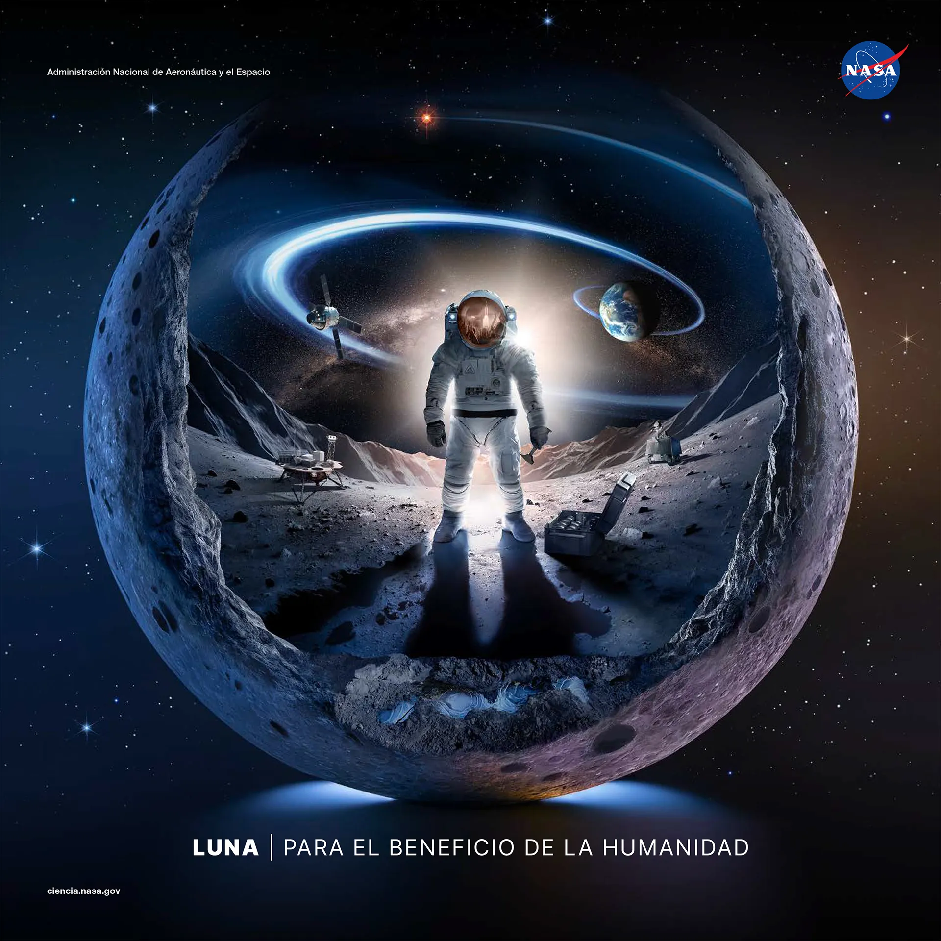 Vista de la Luna y exploración espacial en misión Artemis II